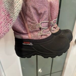 Glittery Pink and Black Kids' Boots